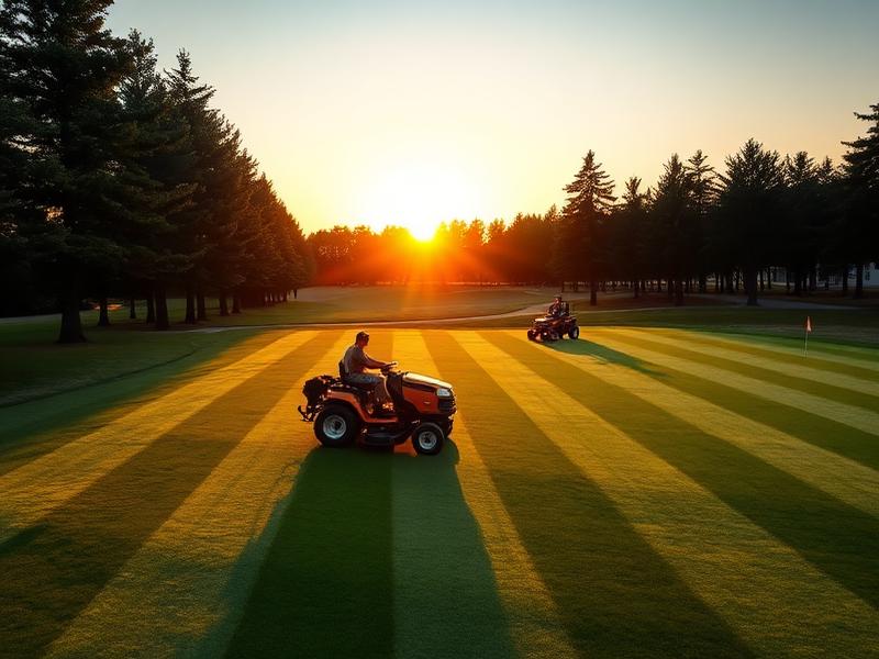 Greens mower cutting a golf course putting green